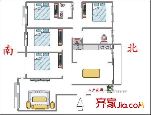 望湖城金桂苑 4室 戶型圖