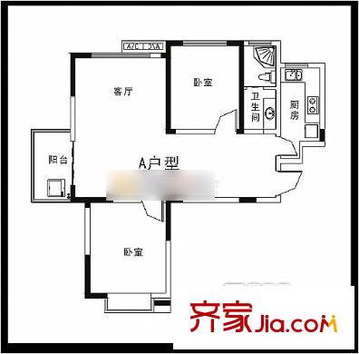 明珠湖畔 2室 戶型圖