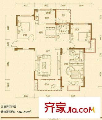 碧湖云溪戶型圖20-3 3室2廳2衛(wèi)1廚