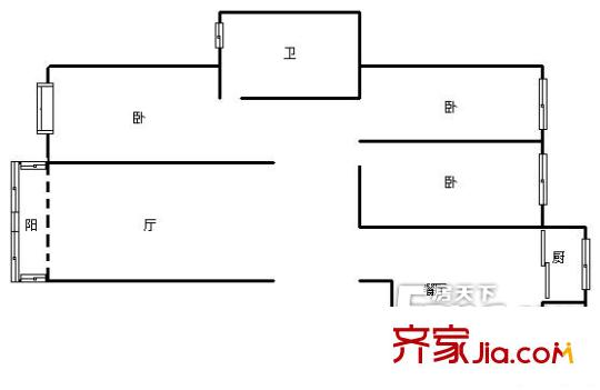 中環(huán)東方名景 3室 戶型圖