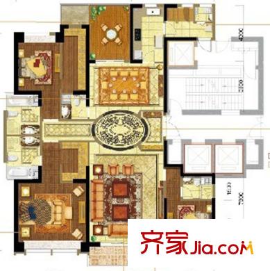合肥萬達廣場戶型圖A戶型 3室2廳4衛(wèi)2廚