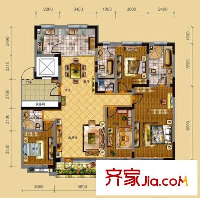合肥萬達廣場戶型圖萬達廣場 4室 戶型圖 4室2廳2衛(wèi)1廚