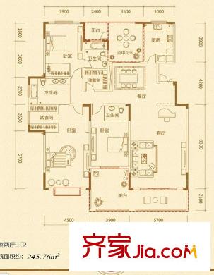 碧湖云溪戶型圖20-5 4室2廳2衛(wèi)1廚