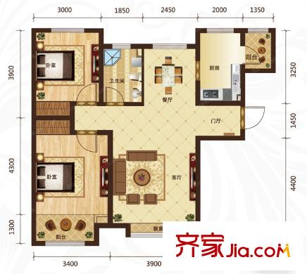 中環(huán)東方名景 2室 戶型圖