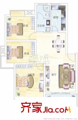 寶業(yè)城市綠苑戶型圖三室兩廳一衛(wèi) 3室2廳1衛(wèi)1廚