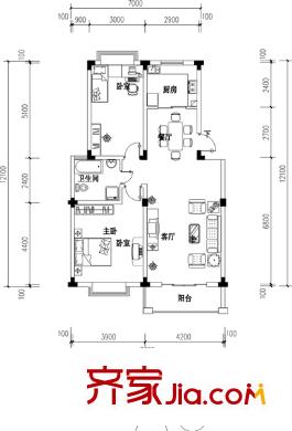 康城水云間 2室 戶型圖