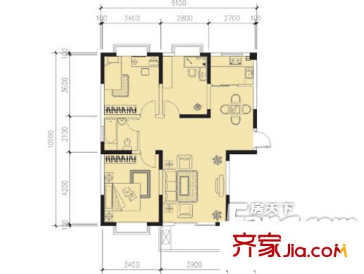 康城水云間 2室 戶型圖