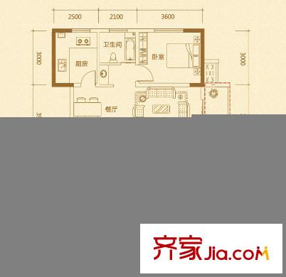 碧湖云溪J戶型 2室2廳1衛(wèi)1廚