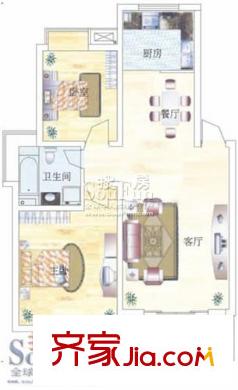 寶業(yè)城市綠苑戶型圖兩室兩廳一衛(wèi) 2室2廳1衛(wèi)1廚