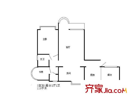 寶業(yè)城市綠苑 3室 戶型圖