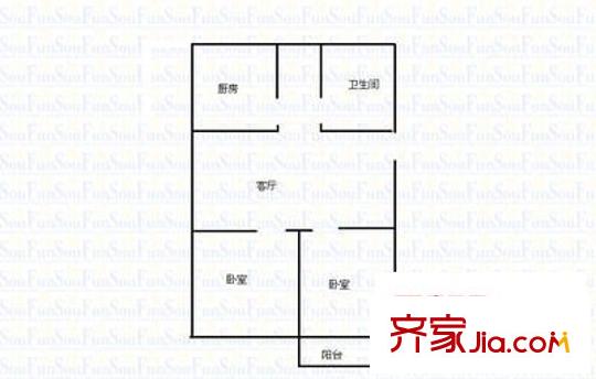 玫瑰紳城花園戶型圖玫瑰公館 2室 戶型圖 2室2廳1衛(wèi)1廚