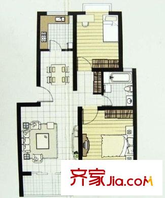 玫瑰紳城花園戶型圖玫瑰公館 2室 戶型圖 2室2廳1衛(wèi)1廚