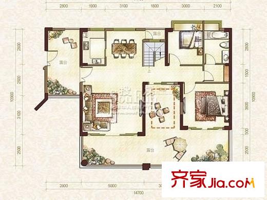 國(guó)際花都藍(lán)蝶苑 2室 戶型圖