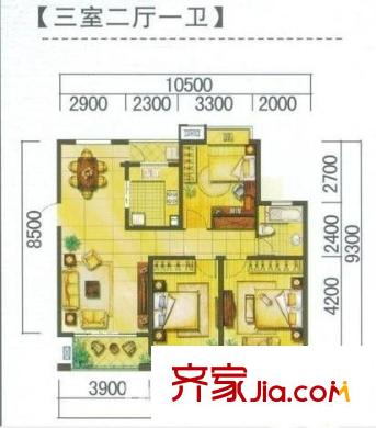 國(guó)際花都藍(lán)蝶苑 3室 戶型圖