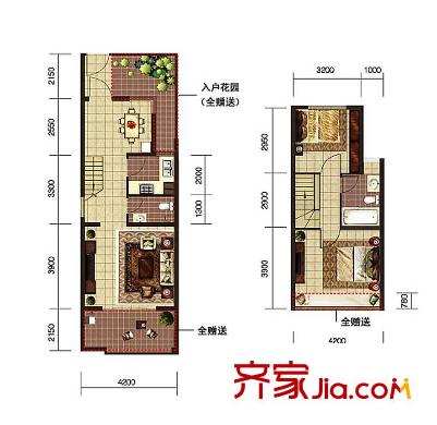 印象西湖戶型圖藍(lán)2戶型 2室2廳2衛(wèi)1廚