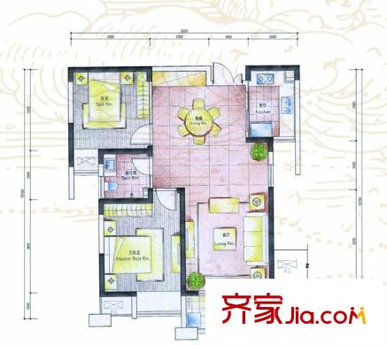 濱湖假日金櫚園 2室 戶型圖