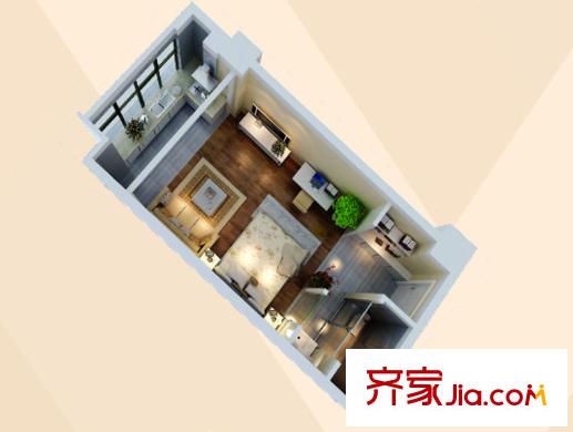 園上園戶型圖公寓樓A1戶型 1室1廳1衛(wèi)1廚