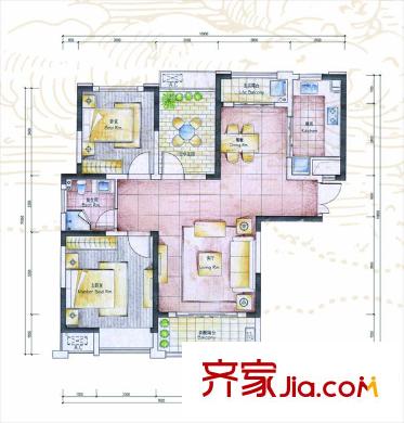 濱湖假日金櫚園 2室 戶型圖