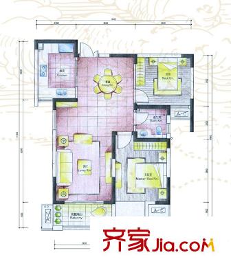 濱湖假日金櫚園 3室 戶型圖