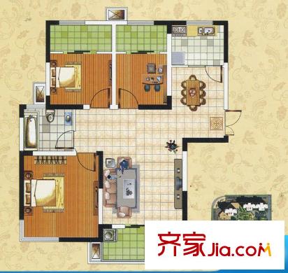 頤園世家 3室 戶型圖