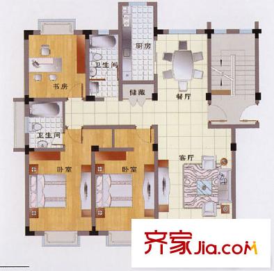 頤園世家 3室 戶型圖