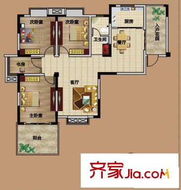 濱湖前城戶型圖B1戶型4房2廳1衛(wèi)125平方米 4室2廳1衛(wèi)1廚