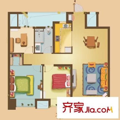 濱湖萬科城二期B1戶型 3室2廳1衛(wèi)1廚