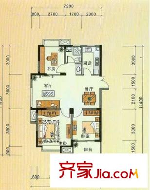 岸上玫瑰 3室 戶型圖