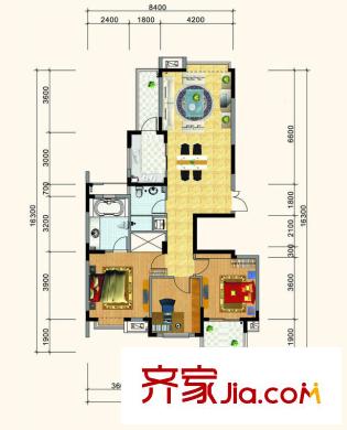 岸上玫瑰戶型圖D戶型 3室2廳2衛(wèi)1廚