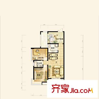 禹州華僑城 1室 戶型圖