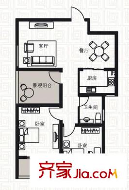 興園小區(qū) 2室 戶型圖