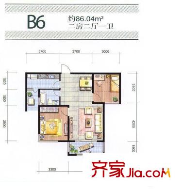 濱湖明珠 2室 戶型圖