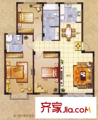禹州華僑城 3室 戶型圖