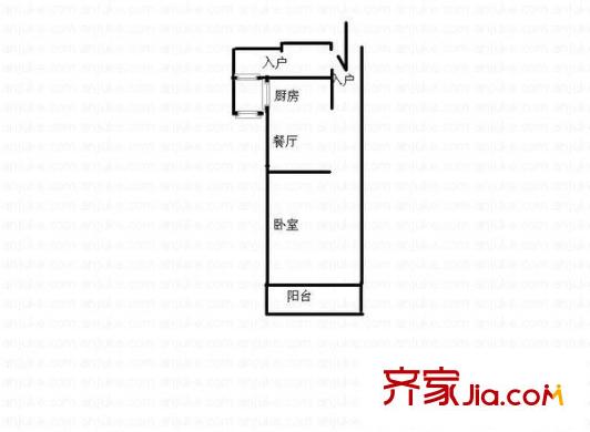 興園小區(qū) 1室 戶型圖