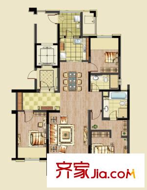 萬科金色名郡戶型圖5號樓臻邸悅景尊邸戶型 3室2廳1衛(wèi)1廚