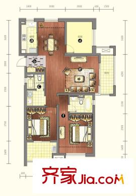 萬科金色名郡戶型圖3期10號樓錦庭G120戶型 2室2廳2衛(wèi)1廚