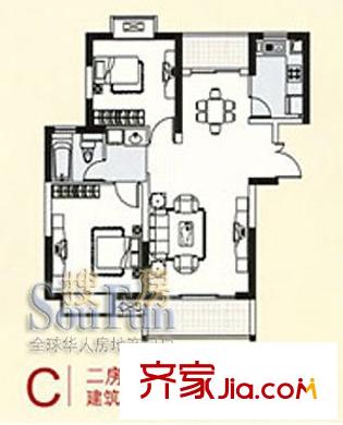 華潤(rùn)幸福里 2室 戶型圖