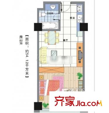 信旺華府駿苑戶型圖 1室 戶型圖 1室1廳1衛(wèi)1廚
