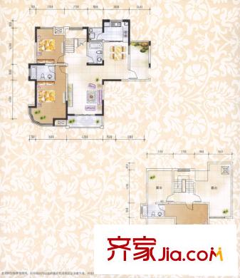海洲景秀世家戶型圖三期B組團(tuán) 3室2廳3衛(wèi)1廚