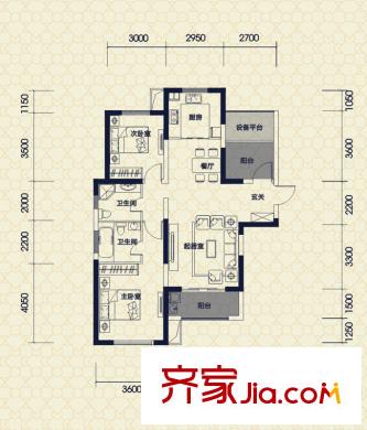 保利拉菲公館B1戶型 2室2廳2衛(wèi)1廚