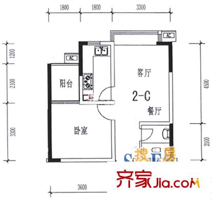 松龙锦绣园户型图松龙锦绣苑1室 1室2厅1卫1厨