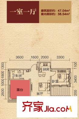 九壩印象一期D區(qū)8棟標(biāo)準(zhǔn)層一室一廳戶(hù)型 1室1廳1衛(wèi)1廚