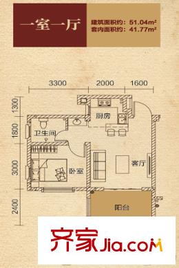 九壩印象一期D區(qū)8棟標(biāo)準(zhǔn)層一室一廳戶型 1室1廳1衛(wèi)