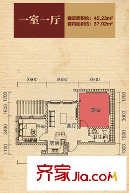 九壩印象一期D區(qū)8棟標(biāo)準(zhǔn)層一室一廳戶(hù)型 1室1廳1衛(wèi)1廚