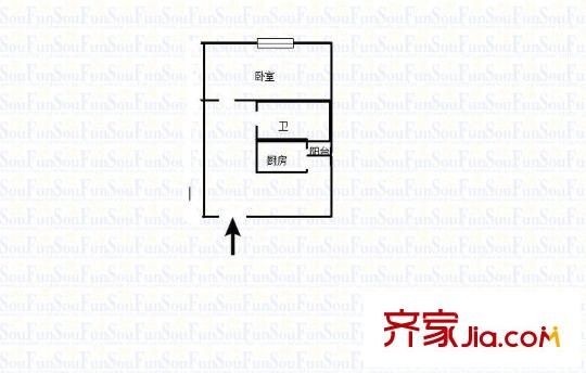 大坪新城大廈 1室 戶型圖