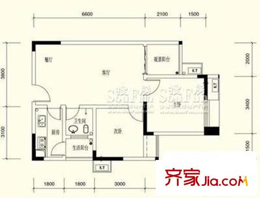 龍山悅景 2室 戶型圖