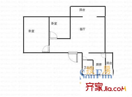 謝家灣小區(qū) 2室 戶型圖