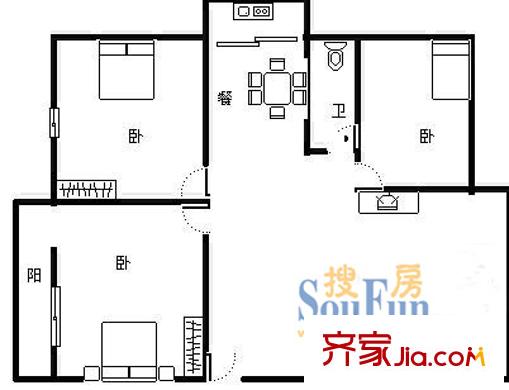 謝家灣小區(qū)戶型圖謝家灣正街5 3室2廳2衛(wèi)1廚