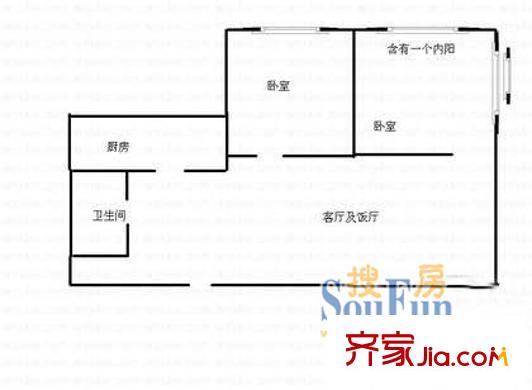 謝家灣小區(qū)戶型圖謝家灣正街1 2室2廳1衛(wèi)1廚