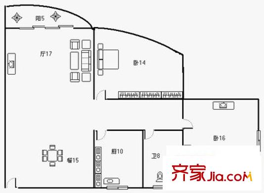 大坪新城大廈 2室 戶型圖